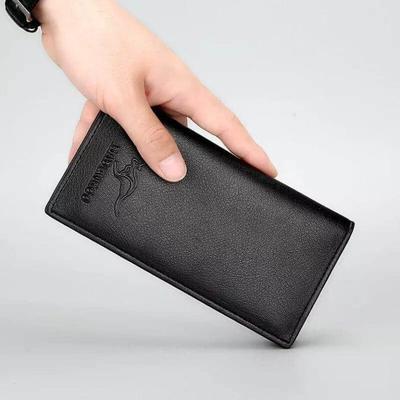 Men PU Leather Bi-Fold Wallet Slim Brown Black