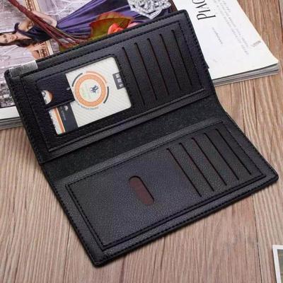 Men PU Leather Bi-Fold Wallet Slim Brown Black