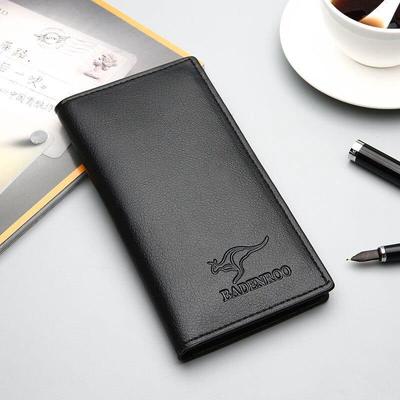 Men PU Leather Bi-Fold Wallet Slim Brown Black