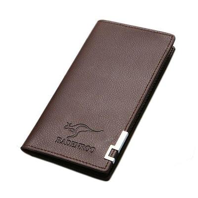 Men PU Leather Bi-Fold Wallet Slim Brown Black