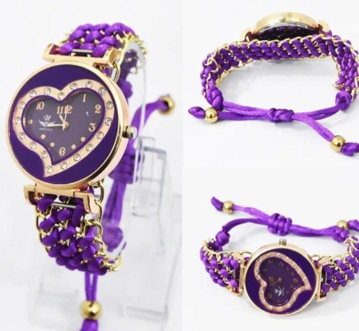 Purple heart Shaped Broded watch for womem