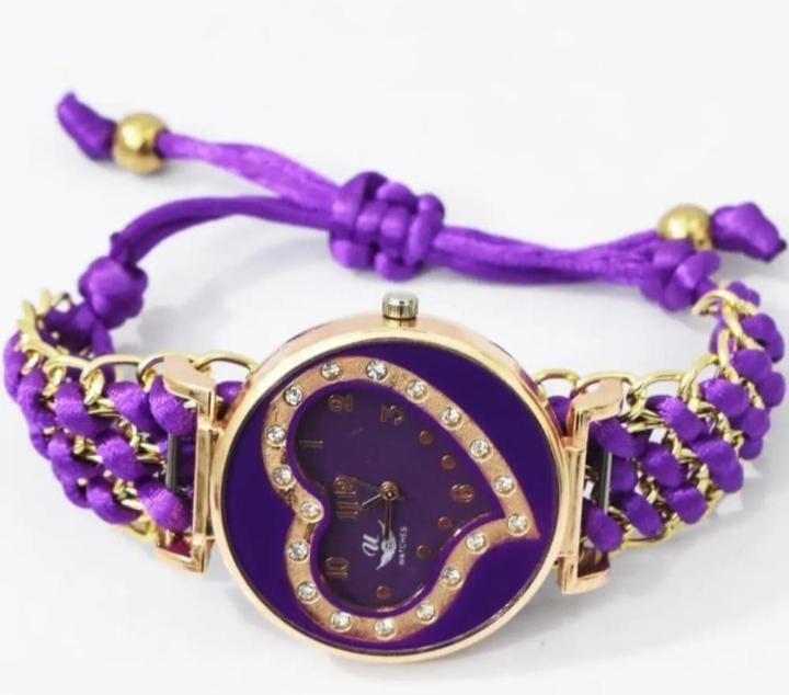 Purple heart Shaped Broded watch for womem